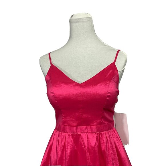 Honey and Rosie Hot Pink Satin V-Neck Fit & Flare Party Dress Sz 5 Cocktail Mini - Picture 5 of 13